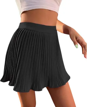 Women's Summer Empire Waist Ruffle Tiered Pleated Mini Skirt Solid Color A Line Beach Beach Skirts for Women Plus