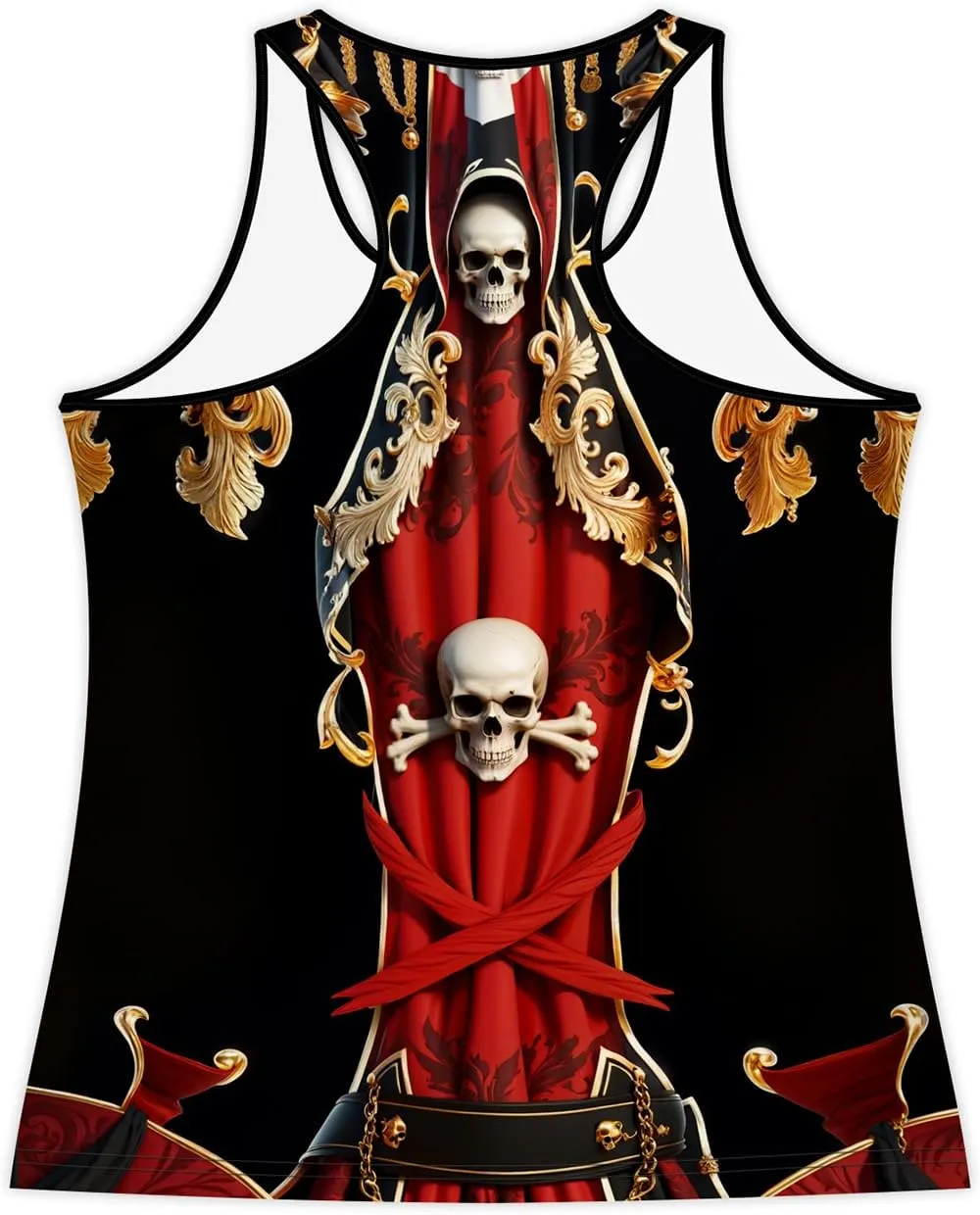 Women's Summer Tank Tops Pirate Knight Skull Sexy and Funny Print Slim Crewneck Sleeveless Top Vest