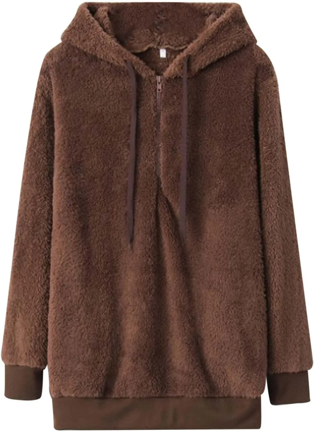 Womens Sweateshirt Oversized Pullover Hoodie Fuzzy Fleece Sweatshirt Fluffy Coat Winter Warm Coat Outwear with Pocket