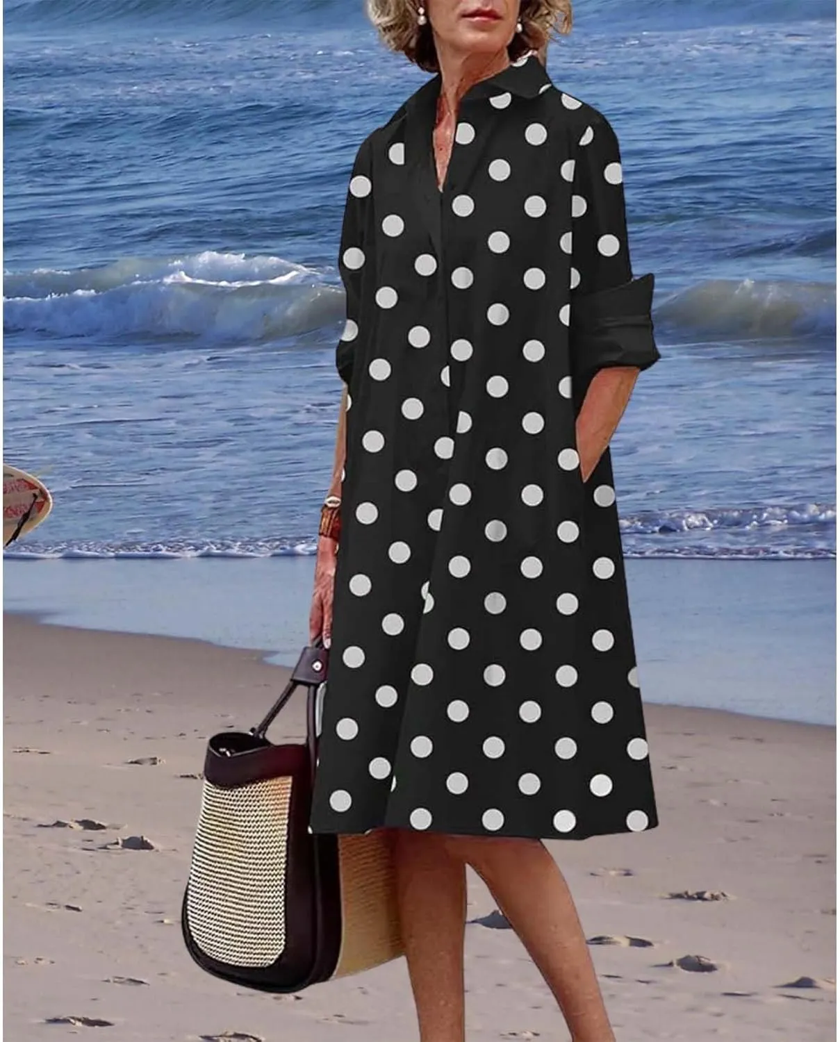 Womens Wedding Guest Button Down Dress Plus Size Linen Elegant Maxi Dress Cotton Long Lapel Shirtdress 2025 Swing