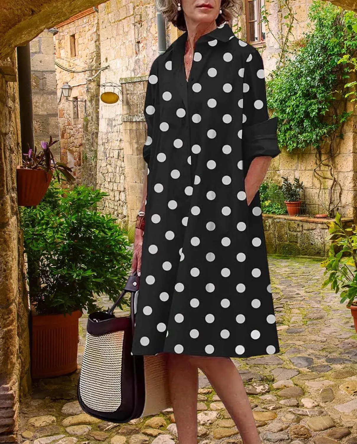 Womens Wedding Guest Button Down Dress Plus Size Linen Elegant Maxi Dress Cotton Long Lapel Shirtdress 2025 Swing