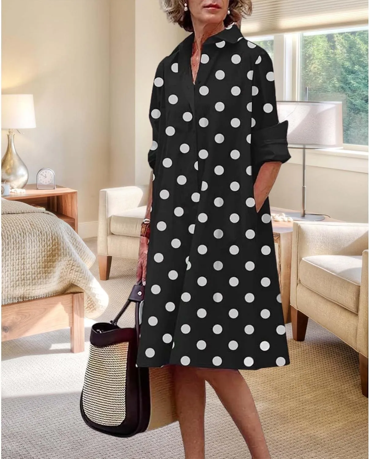 Womens Wedding Guest Button Down Dress Plus Size Linen Elegant Maxi Dress Cotton Long Lapel Shirtdress 2025 Swing