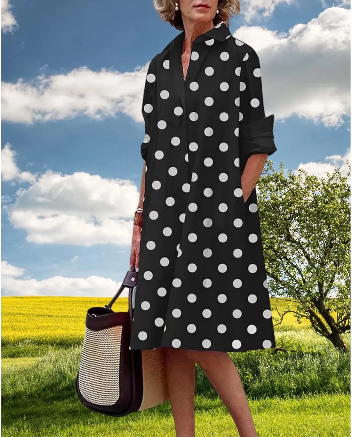 Womens Wedding Guest Button Down Dress Plus Size Linen Elegant Maxi Dress Cotton Long Lapel Shirtdress 2025 Swing