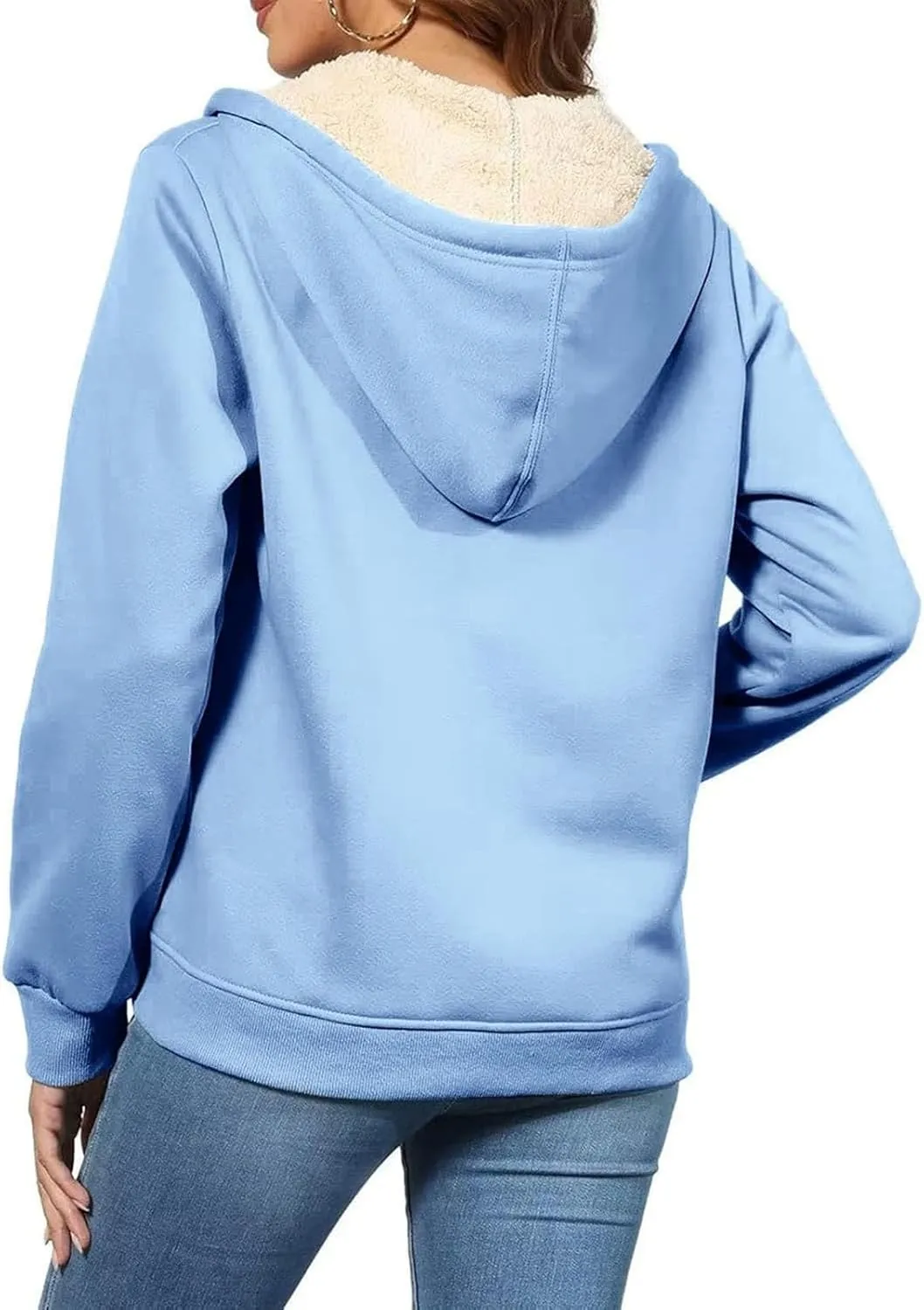 Womens Zip Up Hoodies Oversized Sweatshirts Warm Fleece Sherpa Lined Fashion Outfits Sweaters Casual Jackets