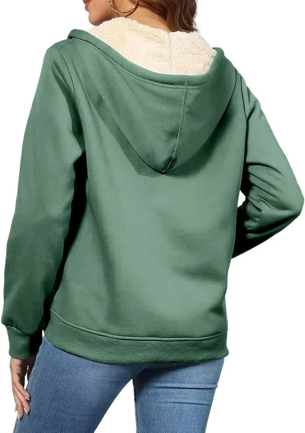 Womens Zip Up Hoodies Oversized Sweatshirts Warm Fleece Sherpa Lined Fashion Outfits Sweaters Casual Jackets