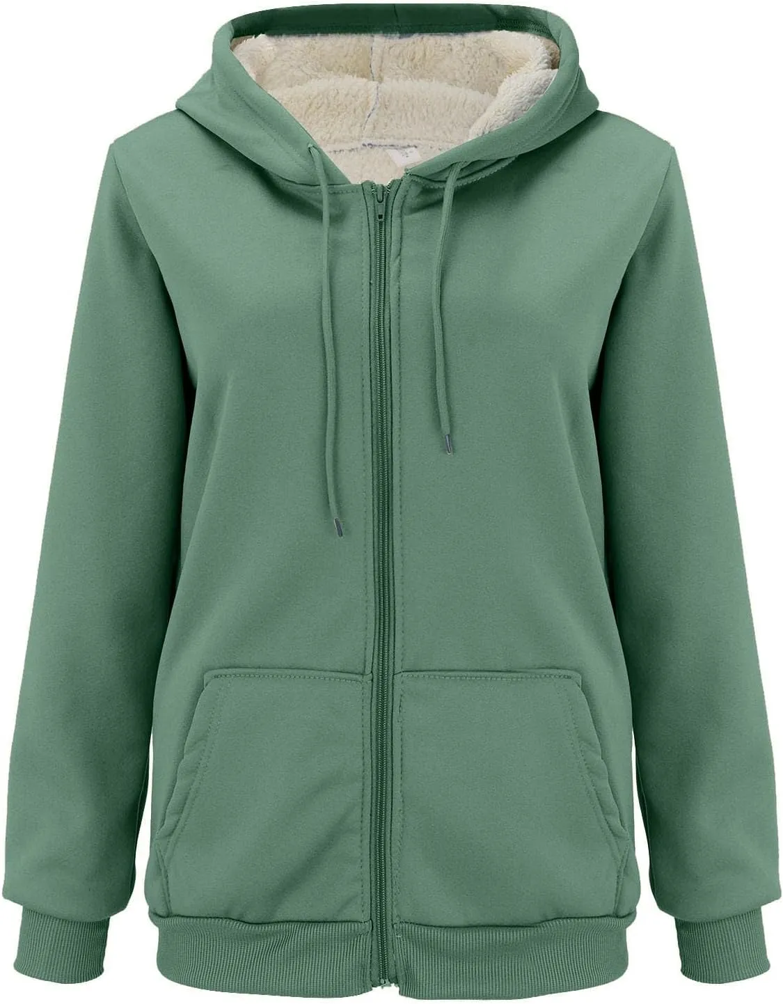 Womens Zip Up Hoodies Oversized Sweatshirts Warm Fleece Sherpa Lined Fashion Outfits Sweaters Casual Jackets