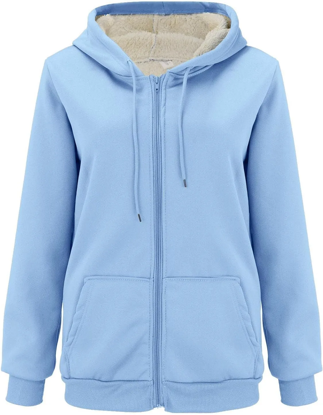 Womens Zip Up Hoodies Oversized Sweatshirts Warm Fleece Sherpa Lined Fashion Outfits Sweaters Casual Jackets