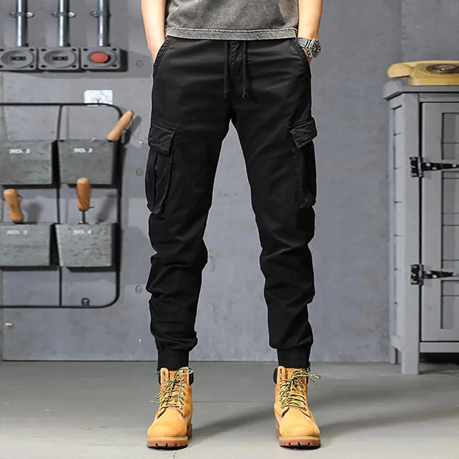 Work Pants for Men Slim Fit Men's Wild Cargo Pants Casual Joggers Sweatpants Outdoor Waterproof Hiking Work Pants