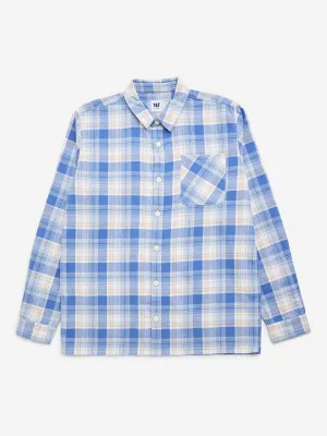 Y&F Kids Blue Flannel Checkered Cotton Shirt