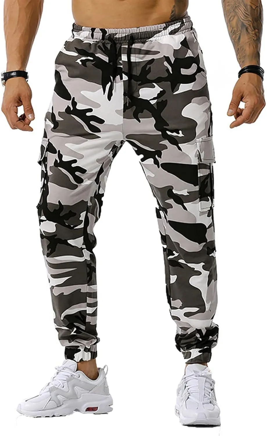 Ymosrh Khaki Cargo Pants for Men Jeans Solid Color Ripped Holes Frayed Gradient Washed Trousers Slim Fit Chinos