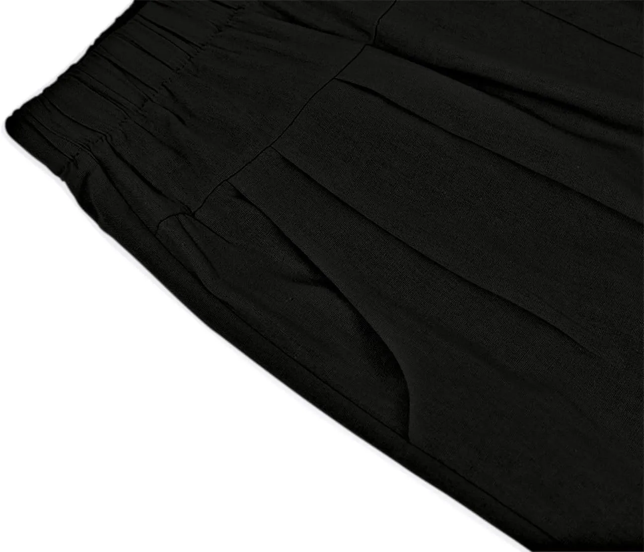 yoeasy Women's Linen Ankle Capris Trousers Loose Comfy Lounge Elastic Waist Pants with Pockets