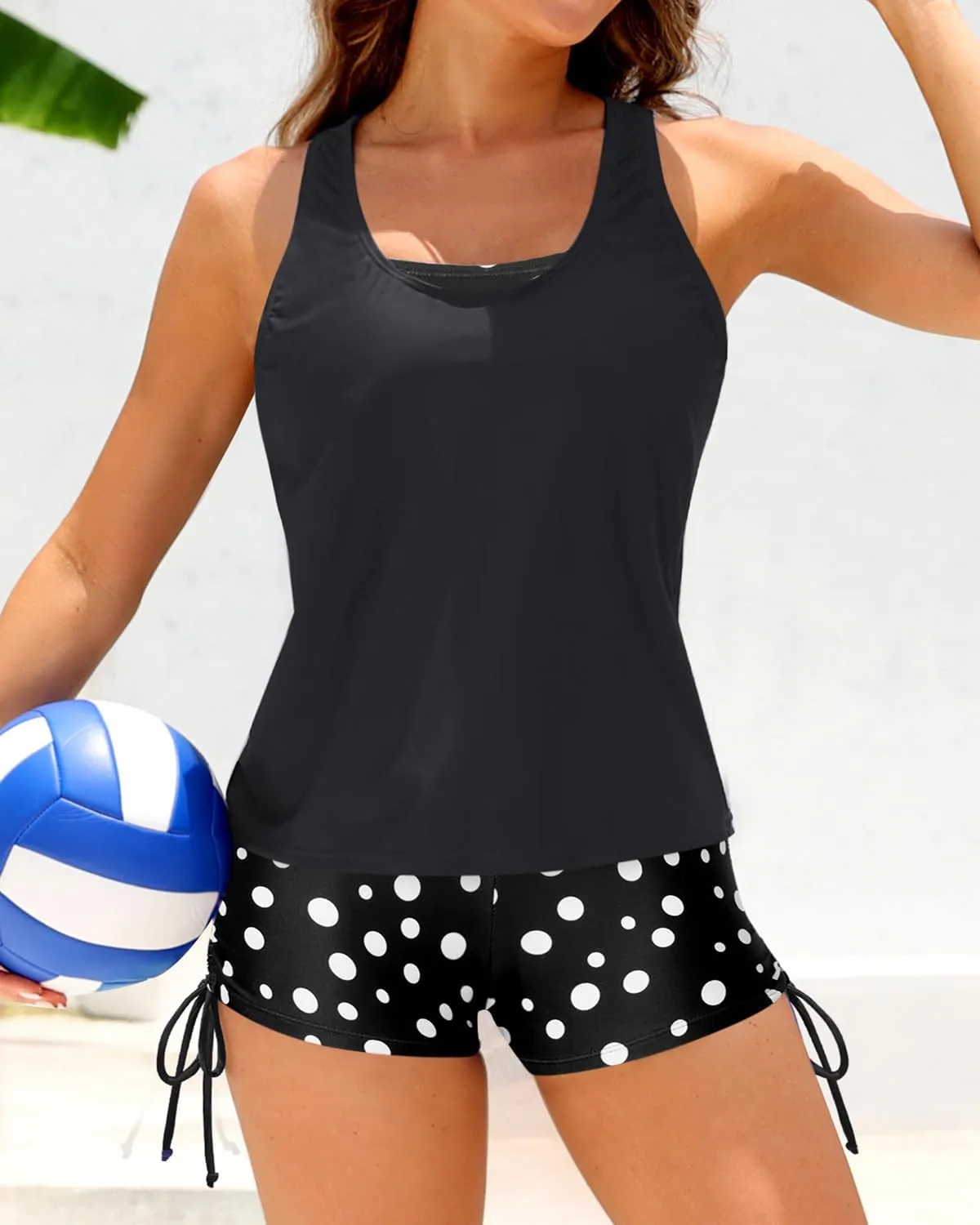Yonique 3 Piece Womens Tankini Swimsuits with Shorts Athletic Bathing Suits Tank Tops with Bra and Boyshorts