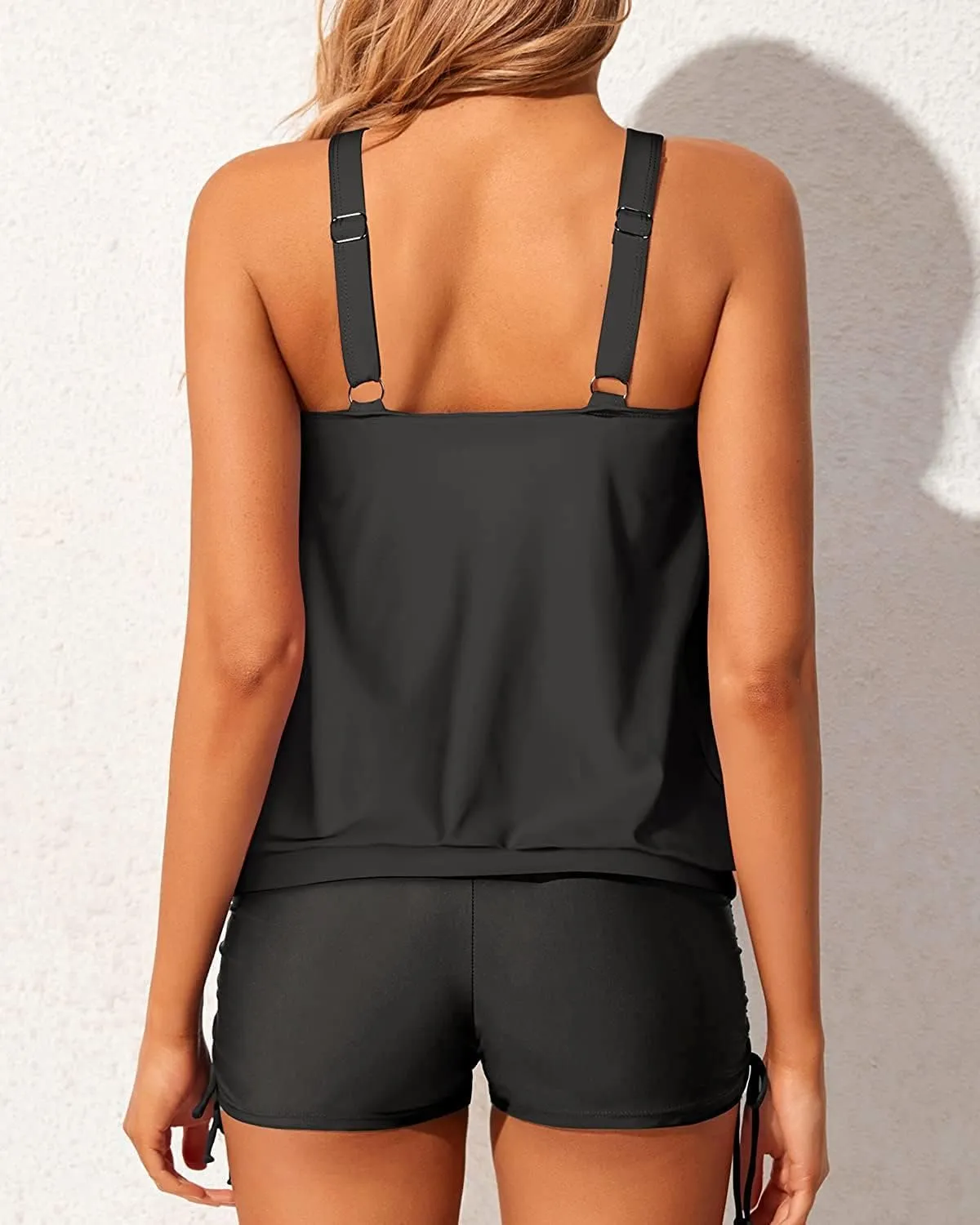 Yonique Blouson Tankini Swimsuits for Women 2 Piece Bathing Suits Tops with Boyshorts Modest Loose Fit Swimwear