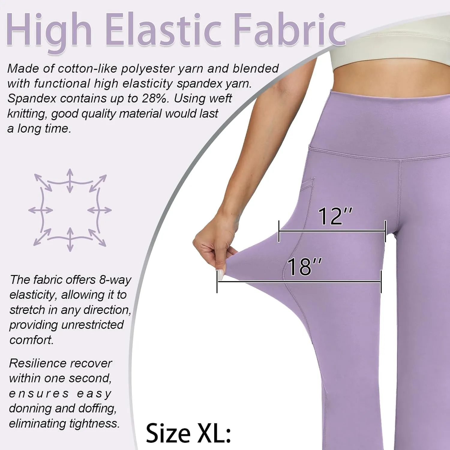 YOYOYOGA Flare Leggings Tummy Control Bootcut Yoga Pants with Pockets High Waisted Stretchy Pull Pant Bootleg Cut