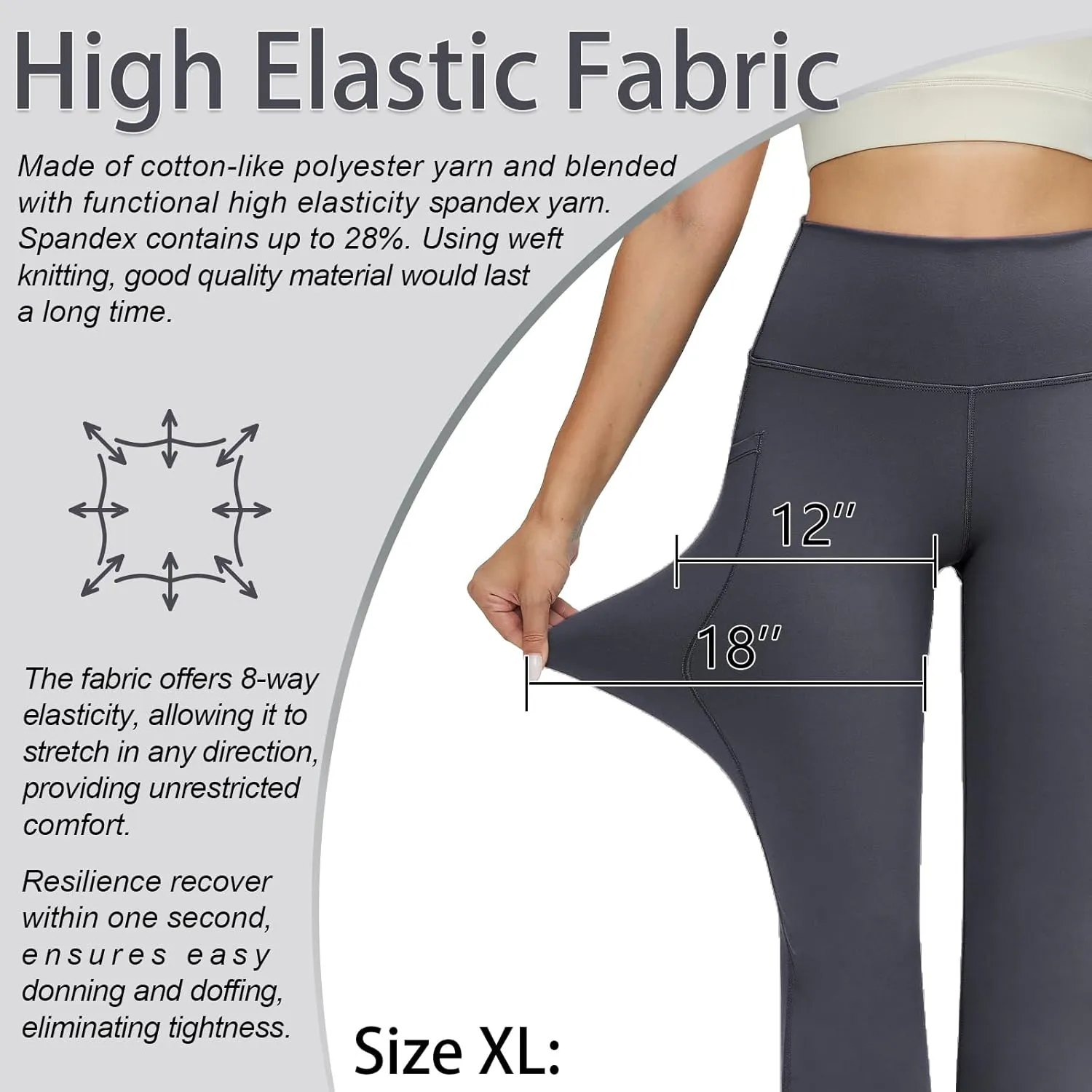 YOYOYOGA Flare Leggings Tummy Control Bootcut Yoga Pants with Pockets High Waisted Stretchy Pull Pant Bootleg Cut