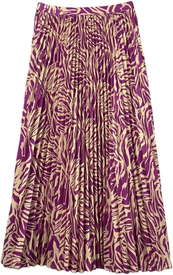 YTR6TW Women's Print Elastic High Waist Skirt Women Clothes Pleated Midi Dress Summer Streetwear Skirt