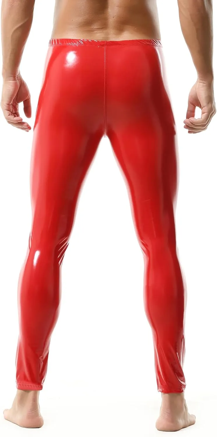 YUFEIDA Men's Faux Leather Tight Pants Man Leggings PVC Long Trousers