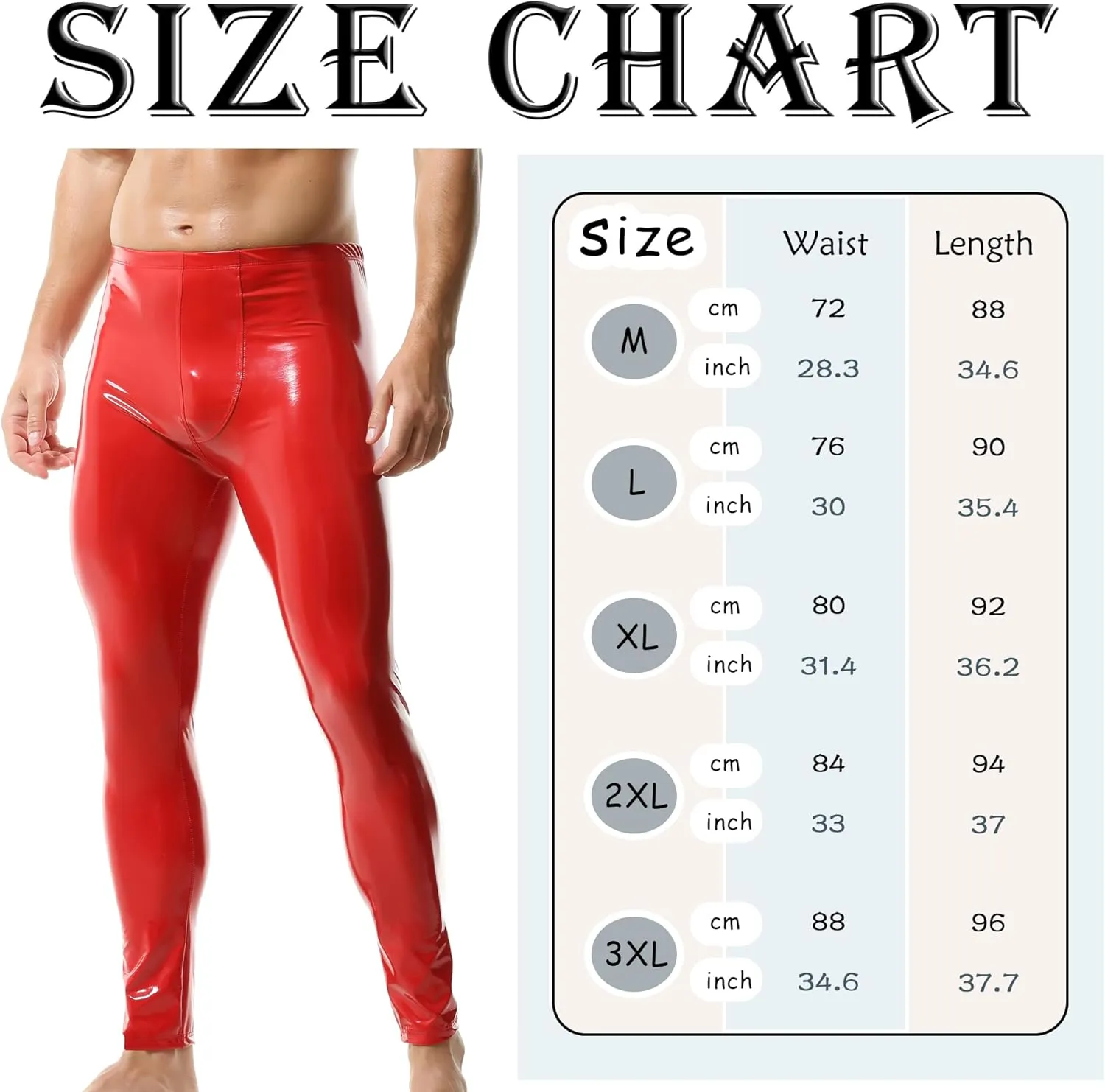 YUFEIDA Men's Faux Leather Tight Pants Man Leggings PVC Long Trousers