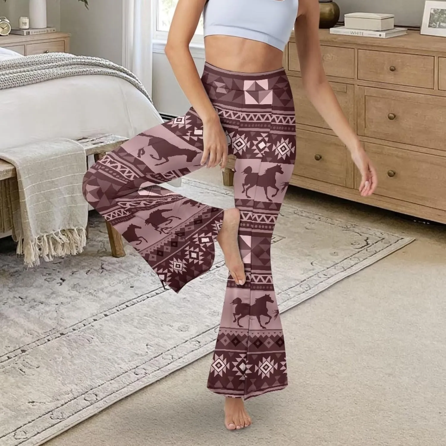 Yuuxorilu Flare Workout Leggings for Women Casual High Waist Tummy Control Yoga Pants