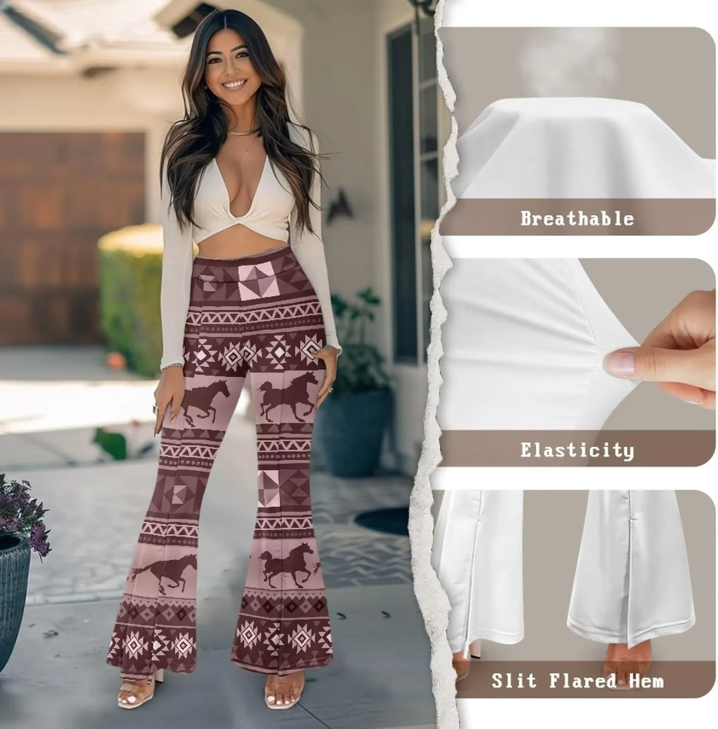 Yuuxorilu Flare Workout Leggings for Women Casual High Waist Tummy Control Yoga Pants