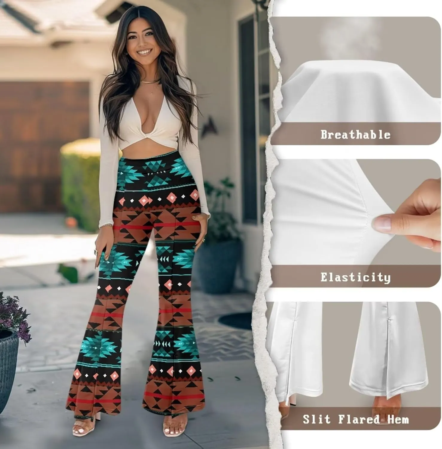 Yuuxorilu Flare Workout Leggings for Women Casual High Waist Tummy Control Yoga Pants