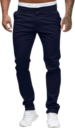 ZHUER Mens Casual Pants Slim Fit Flat-Front Skinny Dress Pants Full Length Mid Waist Stretch Chino Pants Work Sport Trousers