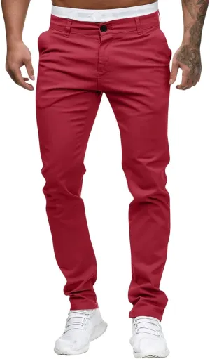 ZHUER Mens Casual Pants Slim Fit Flat-Front Skinny Dress Pants Full Length Mid Waist Stretch Chino Pants Work Sport Trousers
