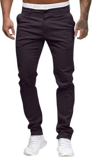 ZHUER Men's Casual Pants Slim Fit Stretch Flat-Front Skinny Dress Pants Full Length Mid Waist Chino Pants Work Sport Trousers