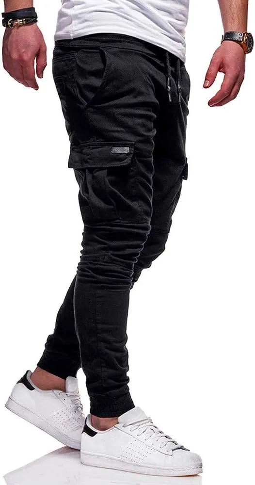 ZHUER Sweatpants for Men Slim Fit Cargo Pants Stretch Elastic Waist Jogger Pants Fashion Casual Chino Pants 2023 Fall Winter