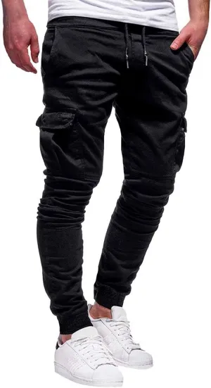 ZHUER Sweatpants for Men Slim Fit Cargo Pants Stretch Elastic Waist Jogger Pants Fashion Casual Chino Pants 2023 Fall Winter