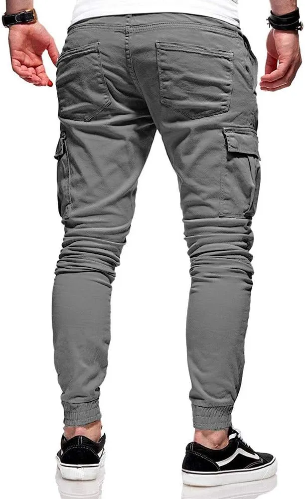 ZHUER Sweatpants for Men Slim Fit Cargo Pants Stretch Elastic Waist Jogger Pants Fashion Casual Chino Pants 2023 Fall Winter