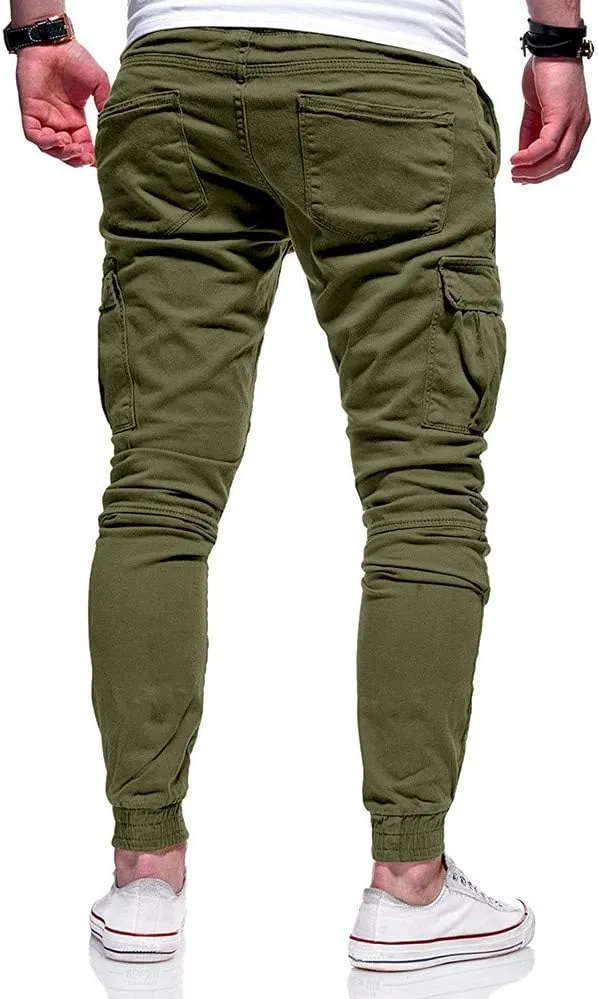 ZHUER Sweatpants for Men Slim Fit Cargo Pants Stretch Elastic Waist Jogger Pants Fashion Casual Chino Pants 2023 Fall Winter
