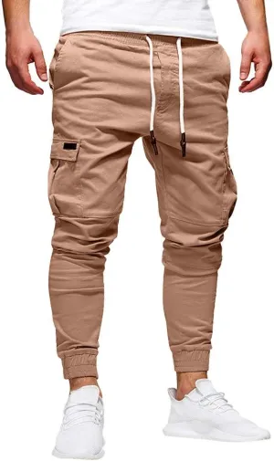 ZHUER Sweatpants Men Slim Fit Chino Cargo Pants Stretch Elastic Waist Jogger Pants Fashion Casual Pants 2023 Fall Winter