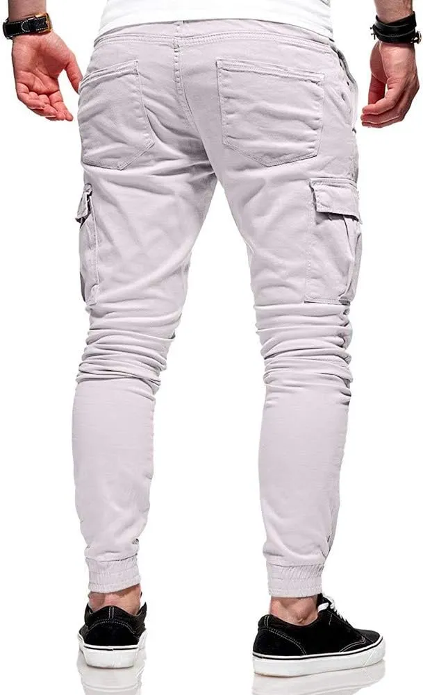 ZHUER Sweatpants Men Slim Fit Chino Cargo Pants Stretch Elastic Waist Jogger Pants Fashion Casual Pants 2023 Fall Winter