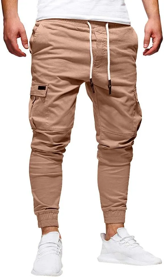 ZHUER Sweatpants Men Slim Fit Chino Cargo Pants Stretch Elastic Waist Jogger Pants Fashion Casual Pants 2023 Fall Winter