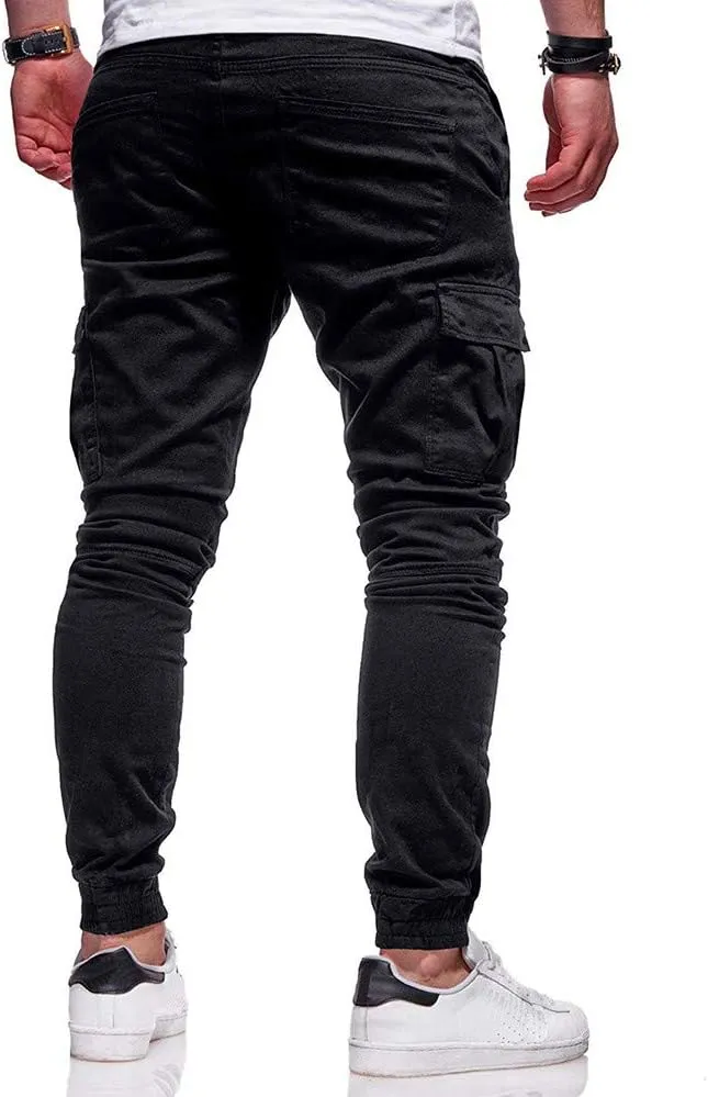 ZHUER Sweatpants Men Slim Fit Chino Cargo Pants Stretch Elastic Waist Jogger Pants Fashion Casual Pants 2023 Fall Winter