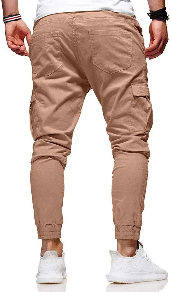 ZHUER Sweatpants Men Slim Fit Chino Cargo Pants Stretch Elastic Waist Jogger Pants Fashion Casual Pants 2023 Fall Winter
