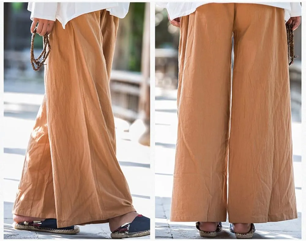 ZooBoo Palazzo Parachute Harem Pants - Yoga Balloon Loose Gypsy Aladdin Chinese Trousers for Women Men - Cotton and Hemp
