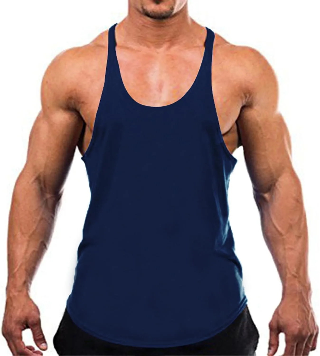 ZUEVI Men's Stringer Tank Tops Muscule Cut Bodybuilding Gym Vest Y-Back Workout Sleeveless T-Shirt