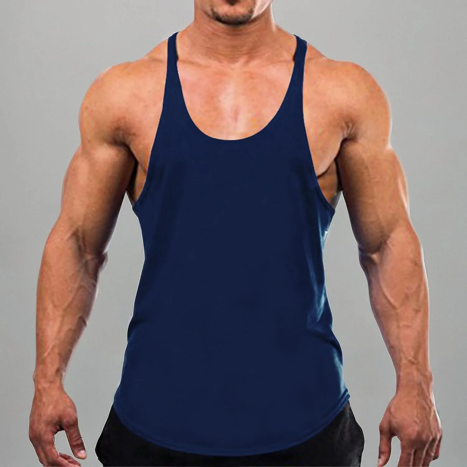 ZUEVI Men's Stringer Tank Tops Muscule Cut Bodybuilding Gym Vest Y-Back Workout Sleeveless T-Shirt